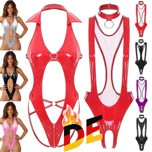 Damen wetlook catsuit offener - catsuit,