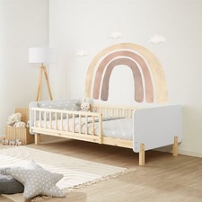 Kinderbett 90x200 Rausfallschutz | Einzelbett Lattenrost | Holzbett Homestyle4u