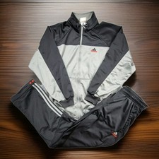 ADIDAS Vintage Tracksuit | M | Y2K 90s Retro Trainingsanzug | schwarz grau