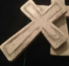 NEU!Kleiner Grab Trauer Gedenk Kreuz 1x8,5x11cm m.Stab grau Polyresin Wetterfest