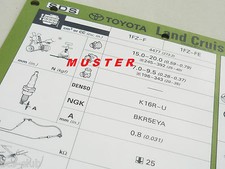 TOYOTA MR2 1996 Inspektionsblatt Einstelldaten WERKSTATT HANDBUCH SDS Manual