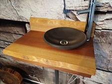 Kompletter Waschtisch Massivholz Baumkante Gäste WC Waschbecken Echtholz Holz