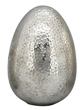 dekoratives großes Deko-Ei Oster-Ei Keramik silber gehämmerte Optik 