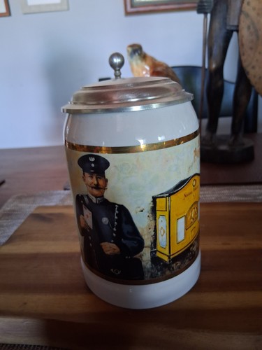 Bierkrug mit zinndeckel - mit,