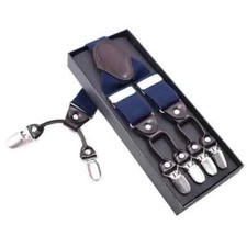 Herren Träger breit verstellbar 6 Clips Y-Form elastisch 3,5 x 125 cm blau