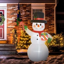 HOMCOM Weihnachtsdeko 1,8 m Schneemann mit LED-Beleuchtung, Gartendeko