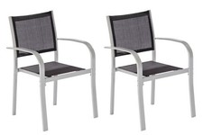 2er Set Gartenstühle Ostia Gartensessel Stapelbar Schwarz Essstuhl Stuhl NEU *