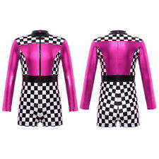 Rennfahrer Kostüm Kinder Mädchen Farbblock Overalls Racer Jumpsuit Anzug mit Zip