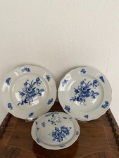 Meissen Knaufzeit um 1900 Speiseset mit Ragout-Terrine Blaue Blume mit Insekten!