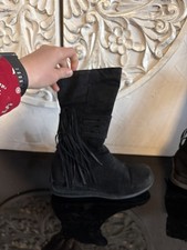 Schwarze Echtleder-Stiefel mit Echtfell für Mädchen, Größe 30, fast wie neu