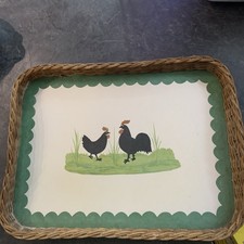 Hahn und Henne Servier-Tablett Korbgeflecht RICOLOR Kunststoffplatte