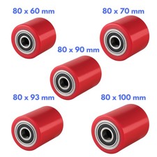 Hubwagenrolle Polyurethan 80 x 60 70 90 93 100 mm Achse 12, 17, 20, 25 mm 
