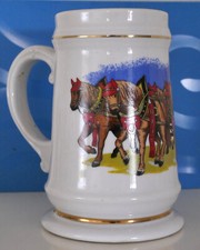 Porzellan Krug Bierkrug Bierhumpen - Motiv Pferdewagen