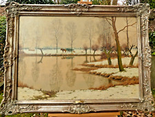 Winter am Niederrhein Öl / Lw. Alfred Rasenberger Düsseldorf 1885-1948 um 1935