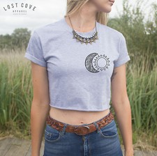 * Boho Mond und Sonne Crop Top Sommer Festival Bohemian Grunge *