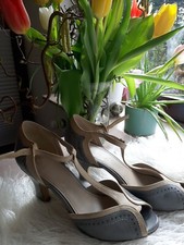 Pumps, Peep Toe, Beige,blaugrau, Steg, Anna Field,38