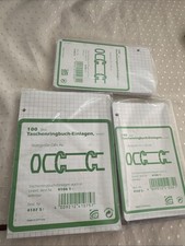 3 x Taschen-Ringbuch-Einlagen 300 Blatt kariert  74 x 128 mm,6 Löcher u. DIN A 6