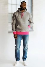 Cooler Lässiger Herren Pullover Hoodie Denim Wear Grey Design Gr. XL