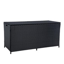Polyrattan Auflagenbox Kissenbox Gartenbox 114 cm Aufbewahrungsbox Truhe Schwarz