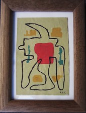 Heinz Friedrich Kirchner 1926-2000, Komposition Roter Fleck, Gouache, um 1960/70