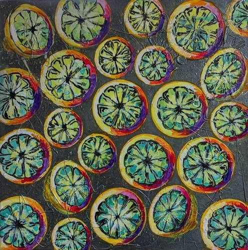 Zitronen acrylbild 50x50 - zitronen,