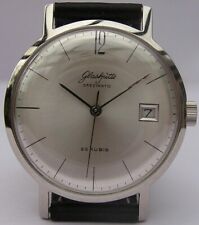 Allerfeinste große runde Glashütte Edelstahl Herrenuhr AUTOMATIC aufgearbeitet 