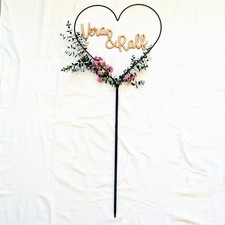 Herz Gartenstecker Metal Holz Wunschtext 50cm Garten Stecker schwarz