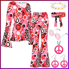 Hippie Kostüm Damen Set 60er