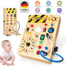 LED Busy Board Montessori Holzspielzeug ab 1 Jahr,Activity Board Lichtschalter