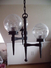 Schmiedeeiserne Deckenleuchte, Deckenlampe, 3er-Hängelampe