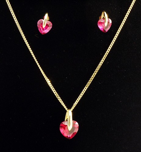 585 gelbgold set - herz, kette