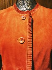 DAMEN ECHT WILDLEDER JACKE MIT RÜSCHEN  KNOPF  RÖTL./ ORANGE TASCHEN GR .38  NEU
