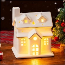 Weihnachtsdeko Häuser mit Beleuchtung – weißes Weihnachtshaus beleuchtet Kera...