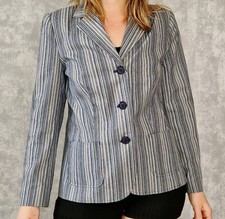 Blazer Businessblazer Jacke Gr 38 M Fair Lady Blau Gestreift Nadelstreifblazer