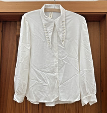 Bluse weiß von Vanis, mit Kragen Perlen, Strass, Gr. L /XL Langarm