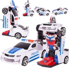 MalPlay Transformer Streifenwagen Polizei Roboter mit Licht Ton bewegt sich selb
