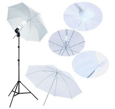 2x Fotoshooting Beleuchtung Fotostudio Fotografieren Weißer Schirm mit LED