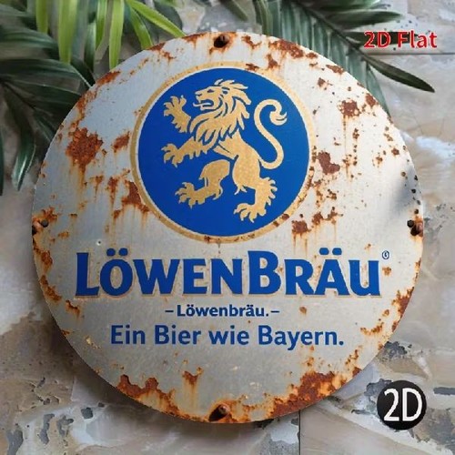 Blechschild rund löwenbräu - blechschild,