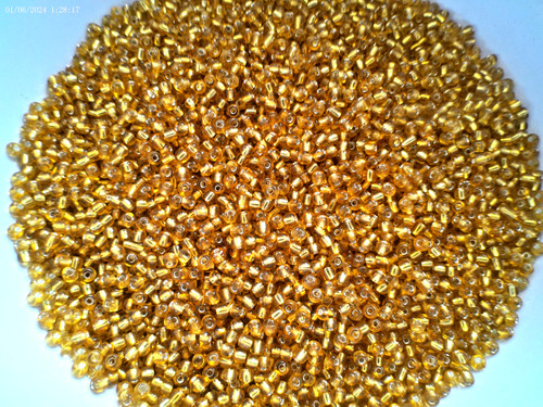 50g kleine glasperlen - glasperlen, gold