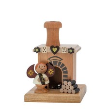 Räucherkamin mit Engel, Holzstapel und gemaltem Torbogen BxHxT 7,5x11x8,5cm NEU 