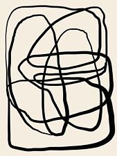Minimalistische abstrakte schwarze verworrene Linie Wandkunst Poster Dekor...