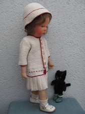 Wunderschönes antikes altes Kleid + Hütchen - von 46 cm großer Käthe Kruse Puppe