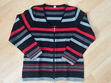 Damen Strickjacke Gr. 40 gestreift mit Reißverschluß & V-Ausschnitt