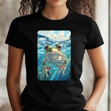 Frauen T-Shirt Frosch schwimmt