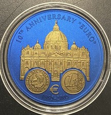 Liberia 5 Dollar Niob mit Goldauflage 10 Jahre Euro 1995-2005 VATIKAN