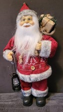 Weihnachtsmann mit Laterne und Geschenke Sack Stilvoll Alt 30cm Vintage