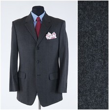 Herren Flanell Blazer 40R UK Größe Dunkelgrau CERRUTI Wolle Sport Mantel Jacke