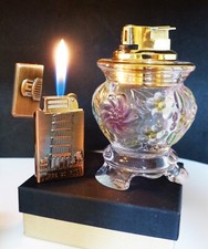 neuwertig Reibrad Liftarm + altes Glas Tisch Feuerzeug aus Sammlung