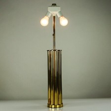 Leola Tisch Leuchte Messing Säulen Lampe Vintage 70er Jahre