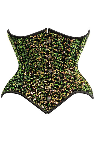 Black green sequin - green, waist